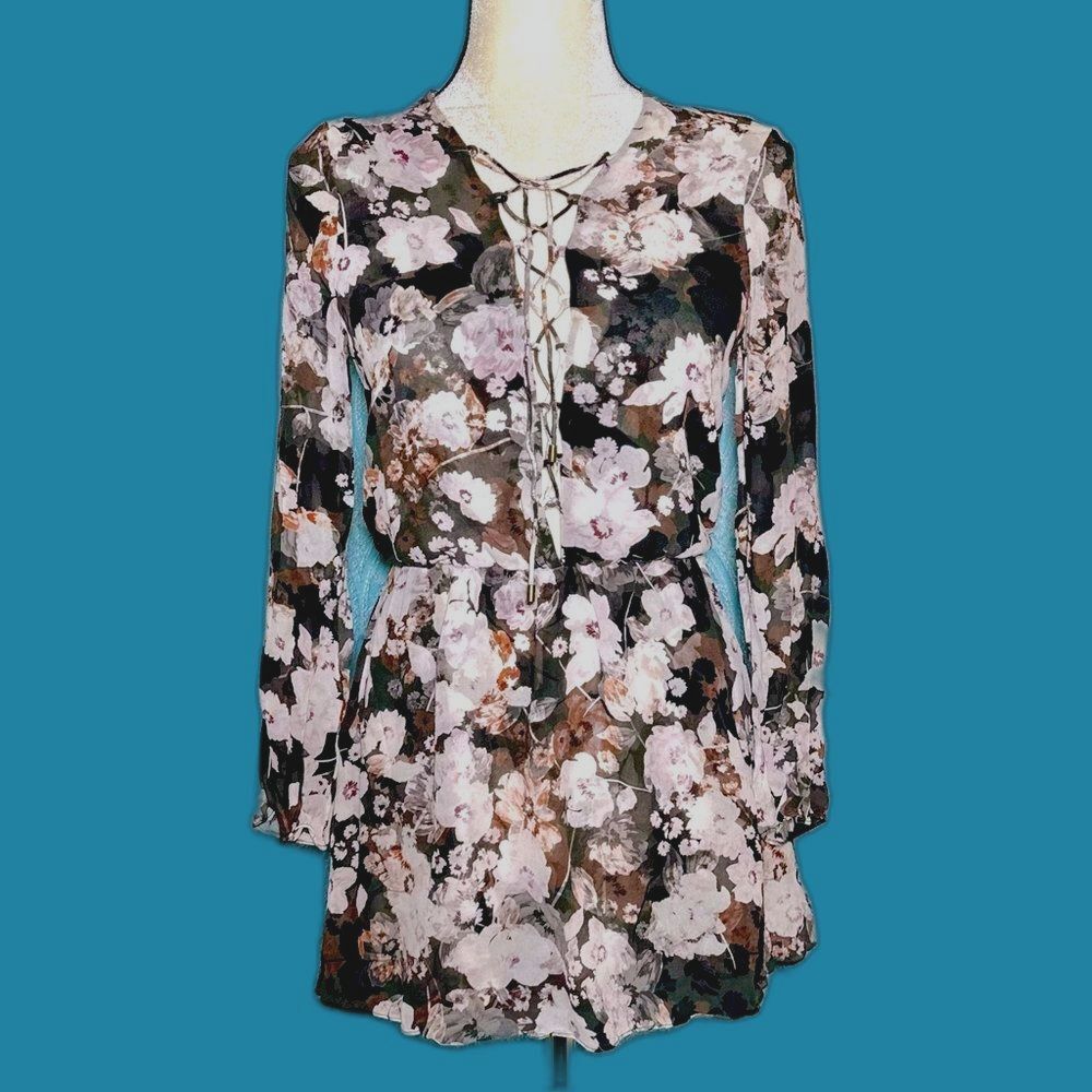 Exclusive for Intermix "Libby" Lace-Up Silk Floral Mini Dress
